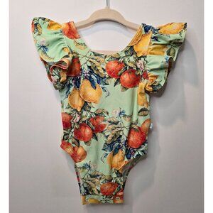 Posh Peanut Lucia Ruffle Sleeve One Piece Swimsuit with snaps size 12-18m